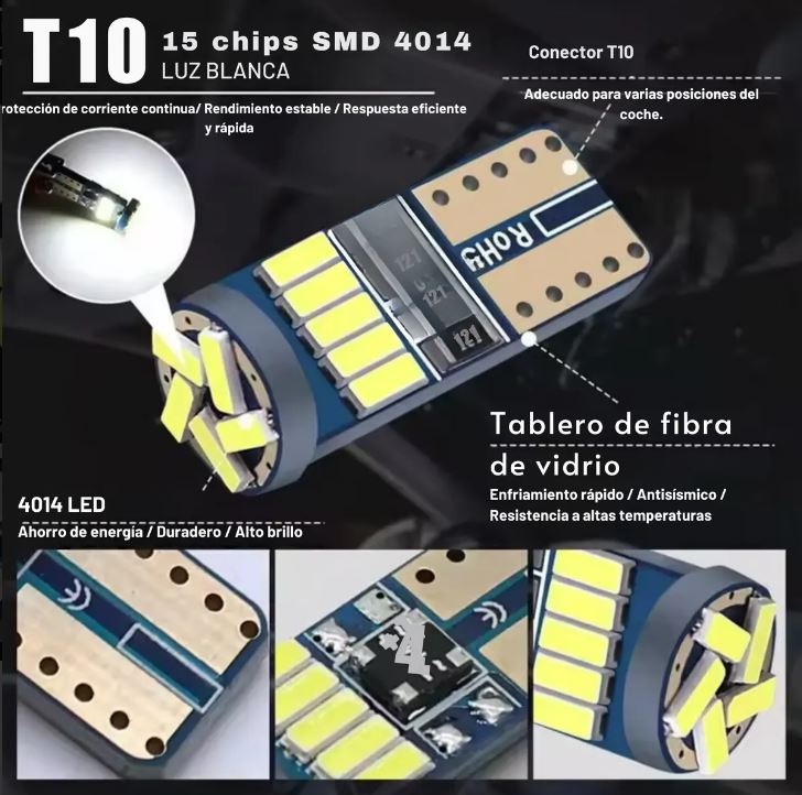 Cocuyos Canbus Alta Intensidad Carro/moto 10 unds Led T10